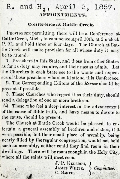 Battle Creek Conference of April 1857