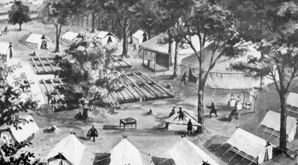 The first Adventist camp meeting at the E. H. Root farm, Wright, Michigan, 1868. [drawing]