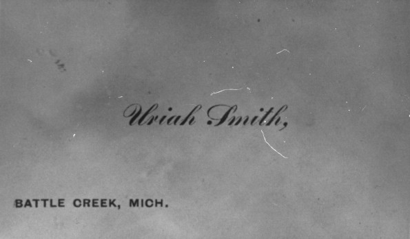 Uriah Smith's personal card