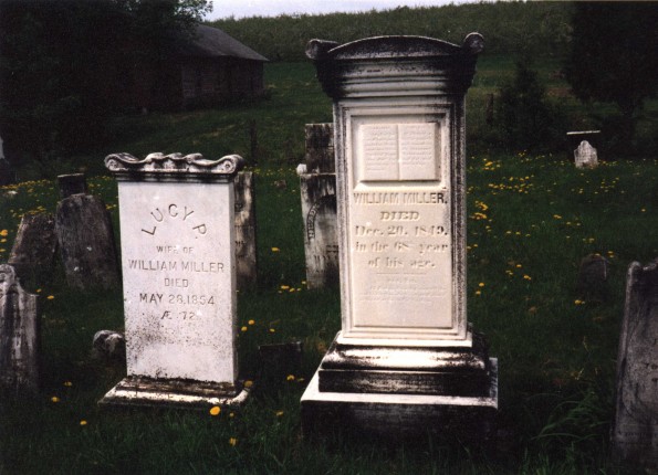 Grave markers of William Miller, died in 1849, and Lucy Miller, died in 1854.
