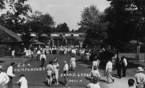 Grand Ledge Seventh-day Adventist Camp large walkway leading to the main auditorium, 1930s
