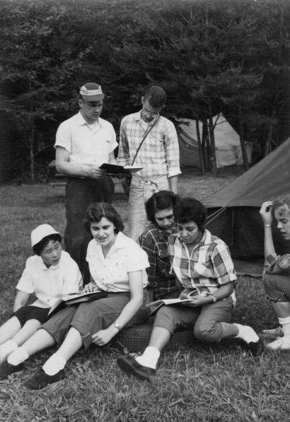Madison students at worship during a campout