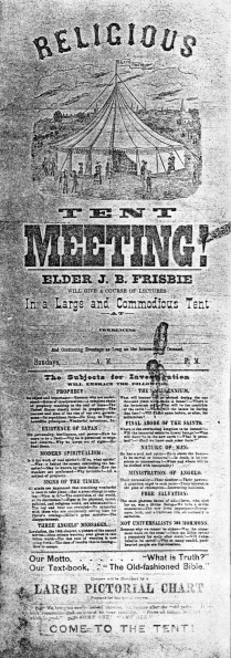 Religious tent meeting advertisement