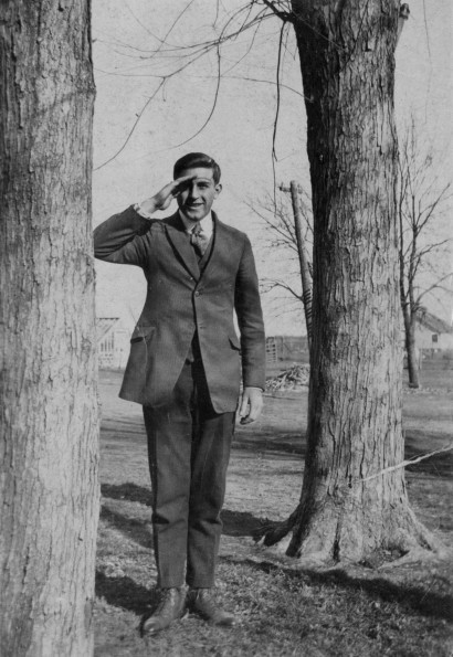 Clinton Theological Seminary : Henry Ulloth on the grounds with the chicken yard in the background
