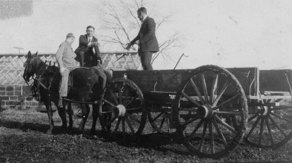 Clinton Theological Seminary John Hardt with a wagon and horse team
