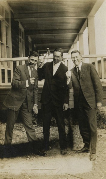 Joseph A. Tucker, Leo Thiel, and A. N. Abernathy acting funny at Collegedale, Tennessee