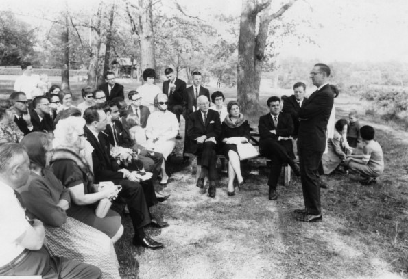 Columbia Union College president, Winton Beaven, speaks to CUC alumni in Berrien Springs Springs, Michigan, May 27, 1967