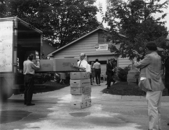 Berrien Springs Community Services Center (Mich.) volunteers loading food bound for Mound Bayou, May 11, 1970