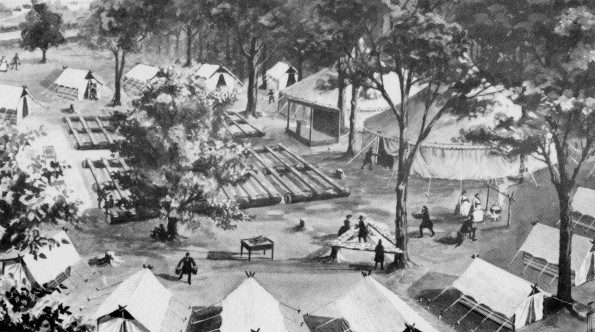The First Adventist camp meeting at the E. H. Root Farm, Wright, Michigan, 1868. [drawing]