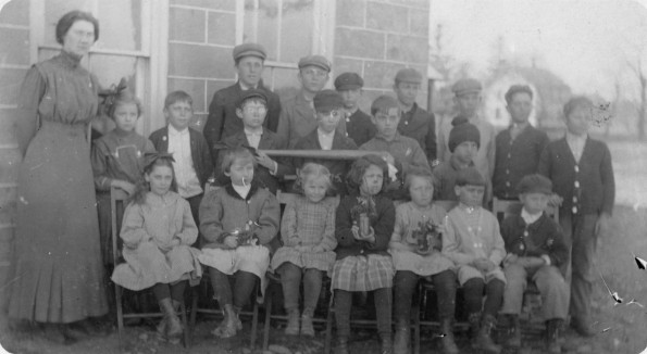 Students and their teacher at the Burt Seventh-day Adventist Church School (N.Y.), 1912