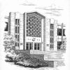 Artist drawing of Andrews University James White Library [original art]