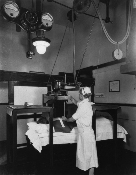 Battle Creek Sanitarium patient undergoing deep therapy x-ray treatment