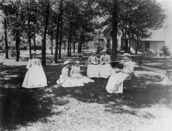 Battle Creek Sanitarium nurses relaxing while off duty