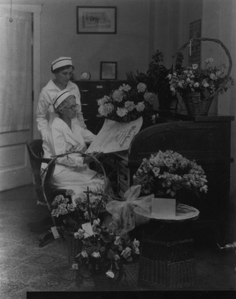 Battle Creek Sanitarium first director of nurses, Mrs. Foy, with Miss Sweet