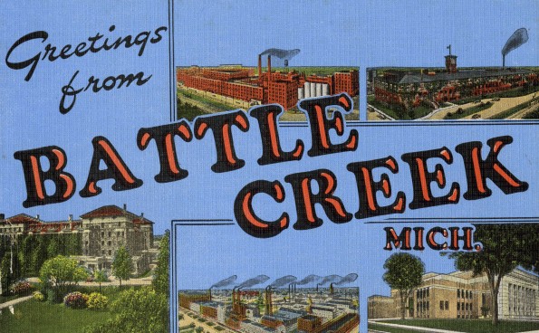 Battle Creek, Michigan, post card with several city views [drawing]