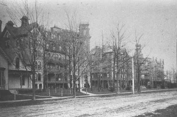 Battle Creek Sanitarium as viewed from Battle Creek College in the 1890s