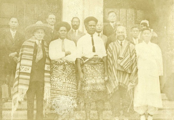 South American natives with missionaries