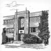 Artist drawing of Andrews University Marsh Hall [original art]