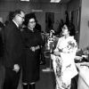 Woman from Asia in native dress chats with visitors as part of the World Mission Exhibit at Andrews University Feb. 21 thru Mar. 1, 1967