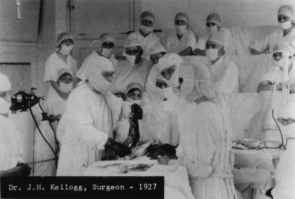 Dr. John H. Kellogg performing an operation at the Battle Creek Sanitarium, 1927