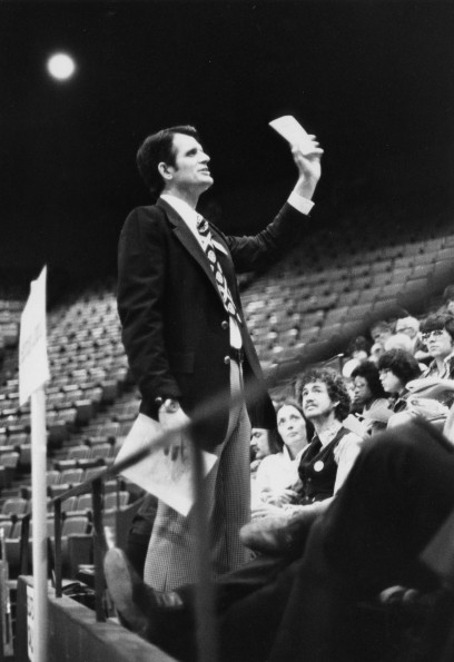 Festival of Faith, Lincoln Nebraska, 1978, Chet Damron speaking to a section of Festival attendees