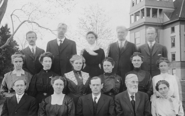 Emmanuel Missionary College president Otto Julius Graf with professors and staff