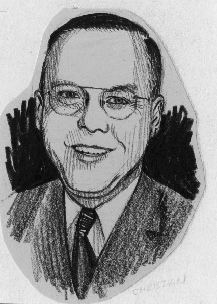 Charcoal drawing of Emmanuel Missionary College president Percy Willis Christian [original art]