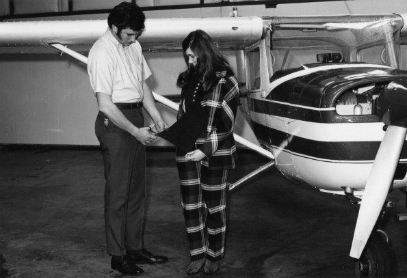Gerrie Ann Rusk, first woman to make her solo flight in Andrews University aviation program