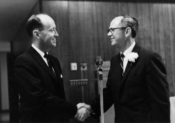 Andrews University president Richard L. Hammill with Earle Hilgert