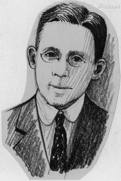 Charcoal drawing of Emmanuel Missionary College president Clement L Benson