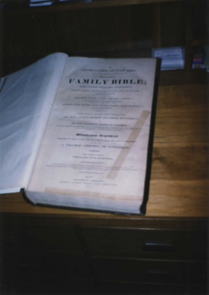 A replica of the Big Bible held by Ellen Gould Harmon White in vision in 1845 at Andrews University James White Library Ellen G. White Estate branch office vault