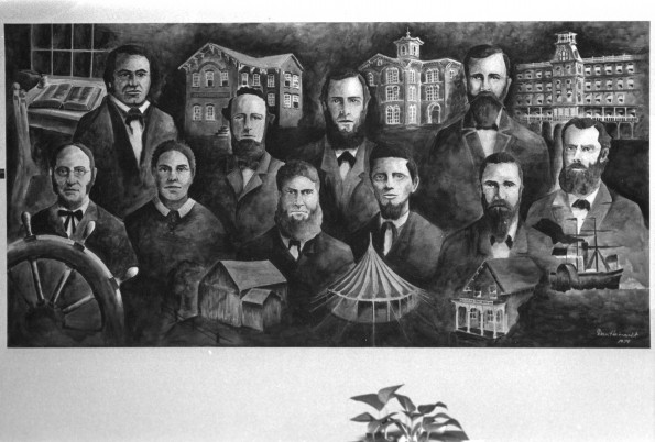 [A portrait of Adventist Pioneers in the Andrews University Heritage Room]