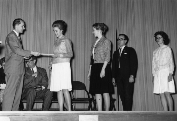 [Awards are given to worthy students during the 1966 Andrews University Awards Day]