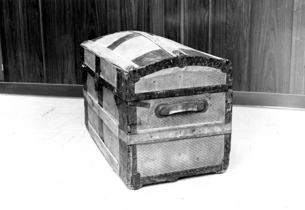 [The J. N. Andrews trunk pictured in the Andrews University Heritage Room]