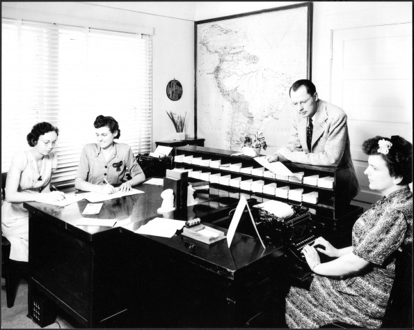 A group of workers at the Voice of Prophecy office