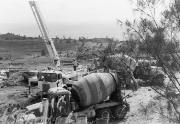 [Adventist World Radio-ASIA construction site, pump truck and cement trucks]