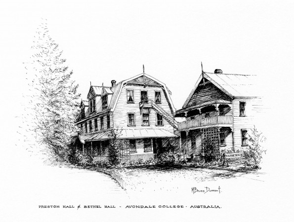 Sketch of Avondale College Preston Hall and Bethel Hall