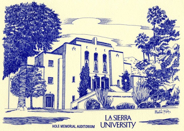Sketch of the La Sierra University Hole Memorial Auditorium