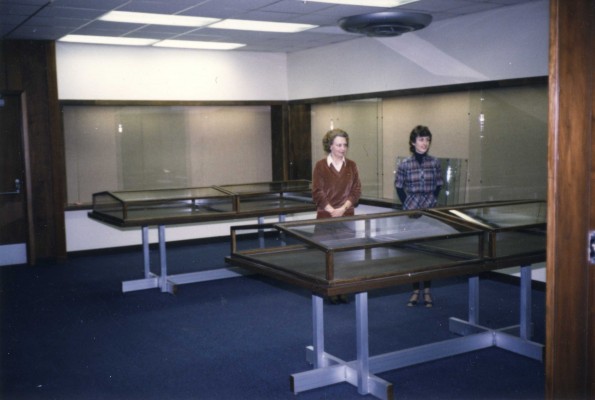 [Louise Dederen and Charlene Erickson in the new display area in the Andrews University Heritage Room]