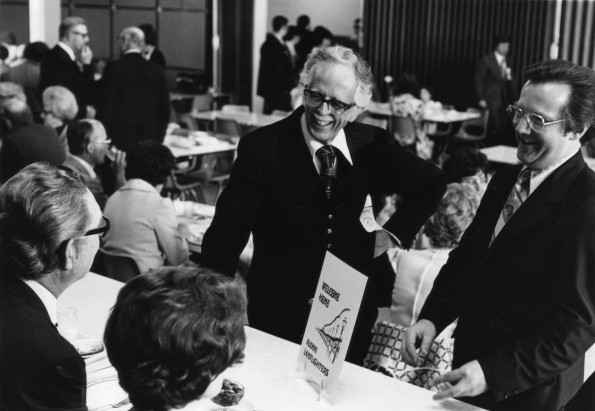 [Horace J. Shaw and Robert K. Lang at 1973 Andrews University alumni homecoming]