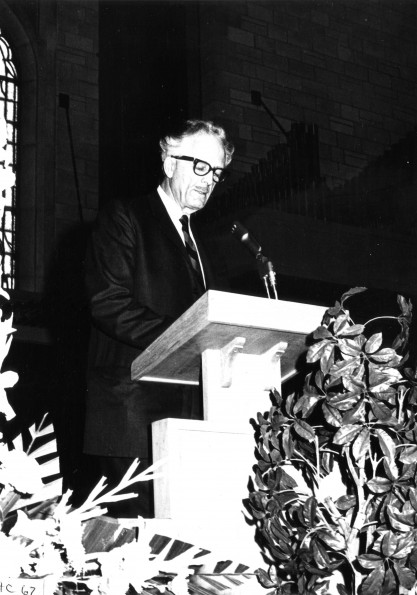 Horace John Shaw speaking at Pioneer Memorial Church