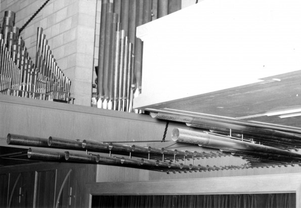 [Organ pipes of the Casavant organ at Pioneer Memorial Church]