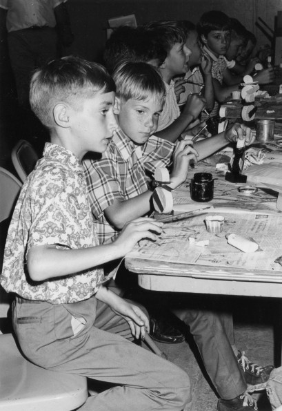 [Childern making crafts as part of Andrews University's first Day Camp]