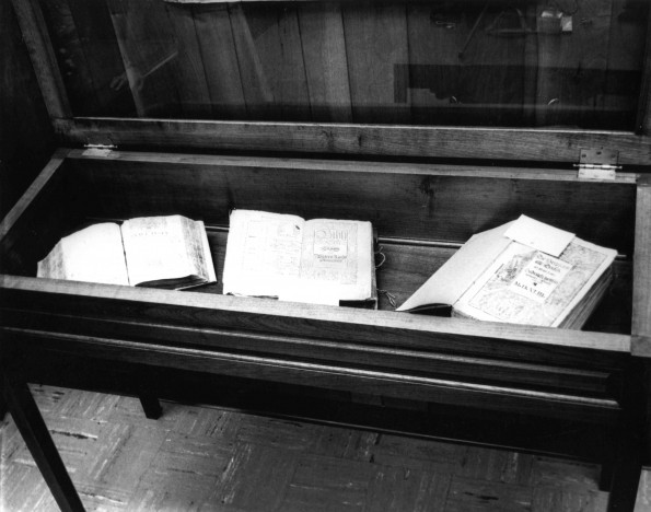 [Some old Bibles on display in the Andrews University Heritage Room]