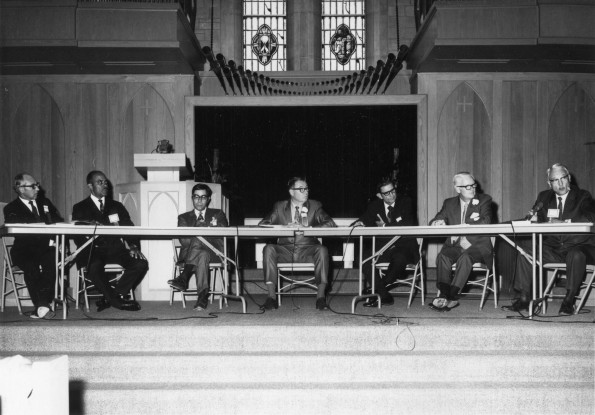 [A panel discussion on church structure during Andrews University's 1971 alumni homecoming]