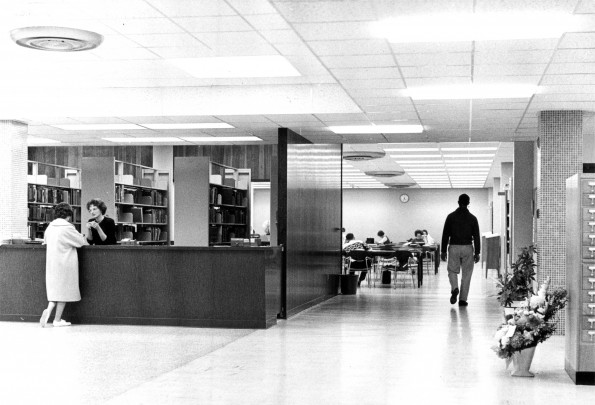 [The Circulation Desk in the James White Library]