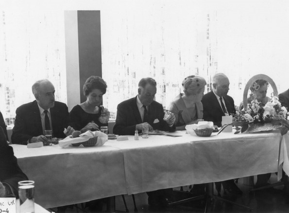 Harder, Rittenhouse, and Murdoch at Andrews University Homecoming alumni banquet in 1963