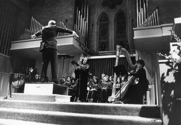 [The University Singers with director Rudolf Strukoff during Andrews University's 1973 alumni homecoming]
