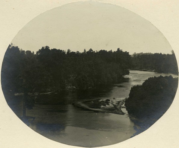 [Early Berrien Springs, Michigan, looking down river]