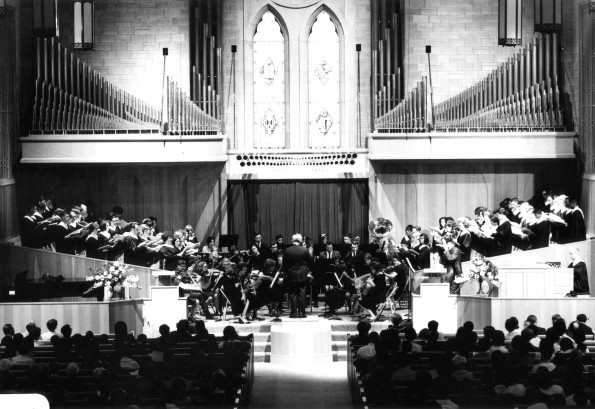 Performance of the oratorio, Elijah, in Pioneer Memorial Church during the 1968 Andrews University alumni homecoming weekend